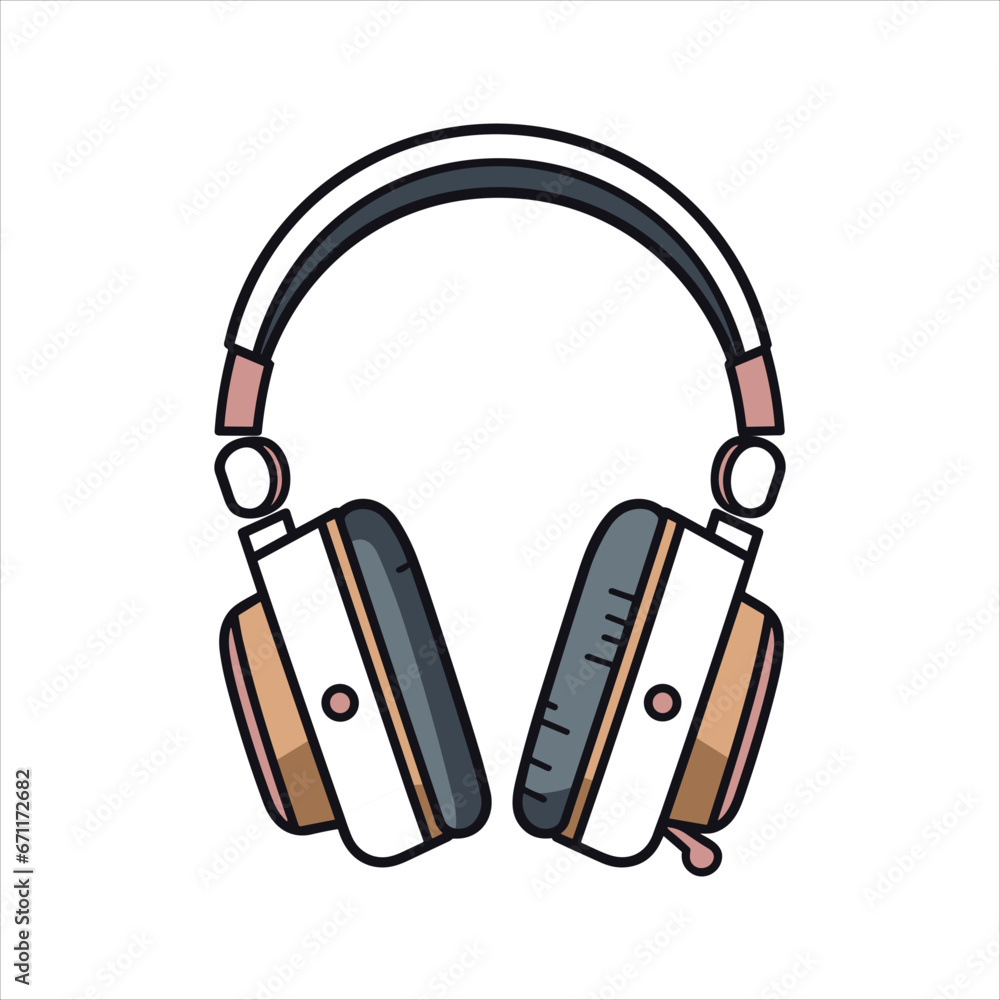 Illustration of headphones music technology icon Illustration of headphones music technology icon