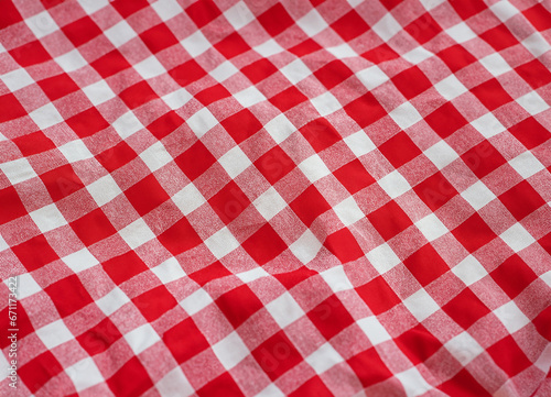 red and white checkered tablecloth