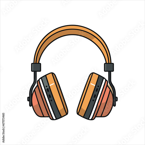 Illustration of headphones music technology icon