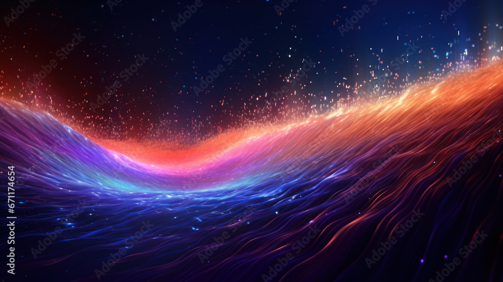 Obraz premium Futuristic Data Technology Background, Abstract Digital Particle Wave