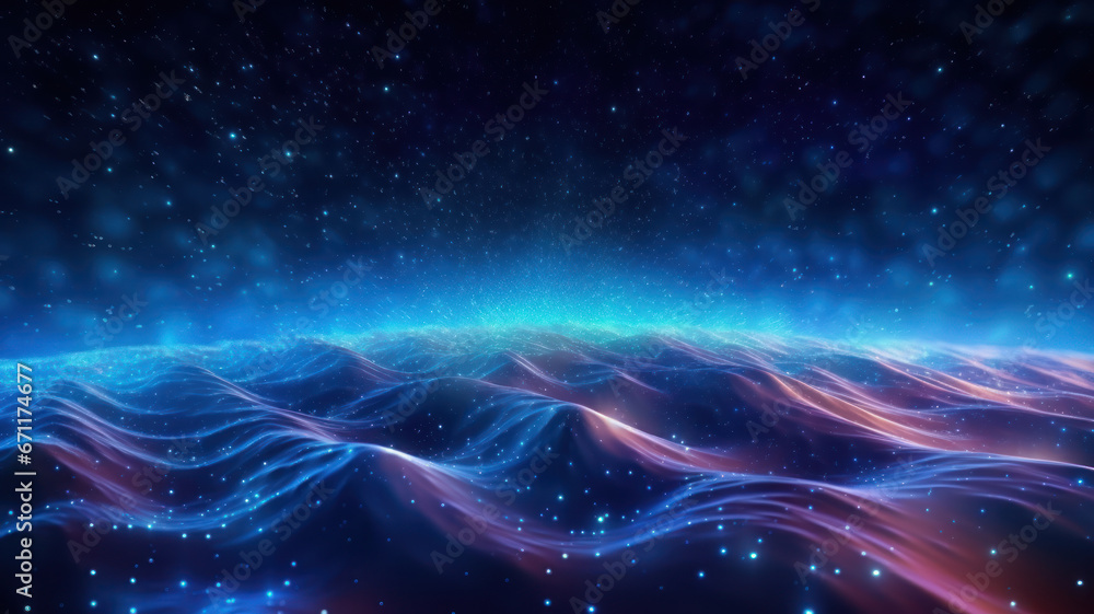 Obraz premium Blue Futuristic Data Wave Background