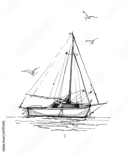 Wallpaper Mural Yacht on the sea Torontodigital.ca