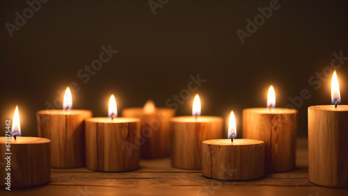 Wooden candles on the floor