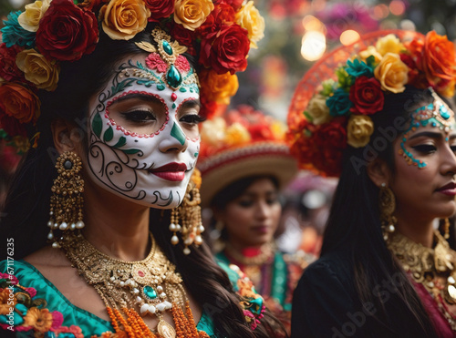 Women day of the dead mexican traditional outfit