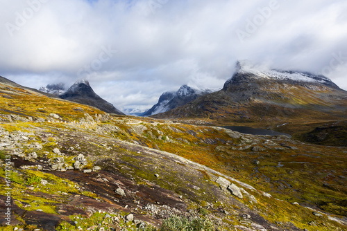 Autumn landscape in Trollstigen road in south Norway in Europe