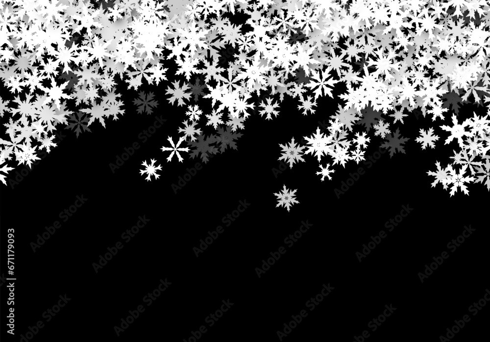 Christmas background with falling snowflakes. Winter holiday background or frame with pattern of layered snow. Christmas background with falling snowflakes. Winter holiday background or frame with pattern of layered snow.
