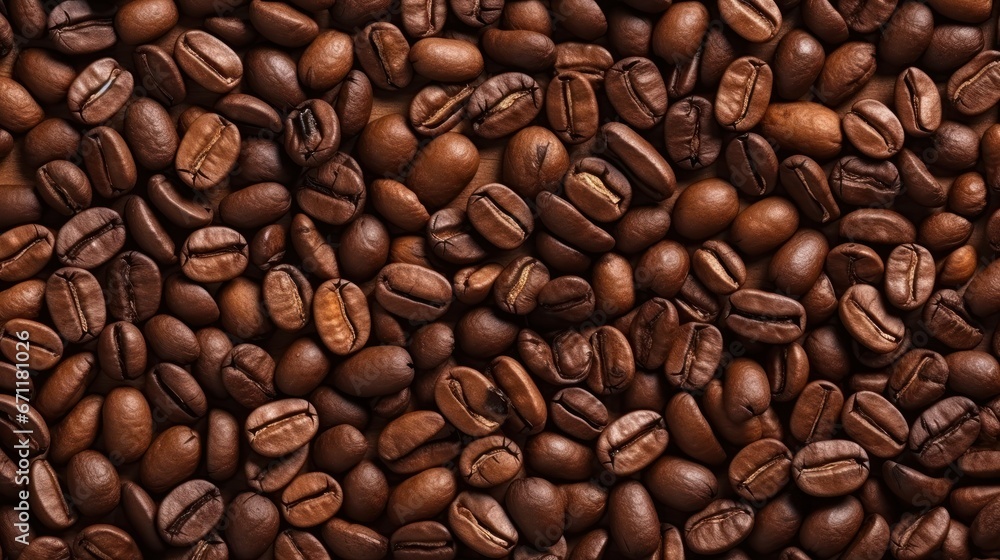 Top view background of aromatic brown coffee beans scattered on surface. Top view background of aromatic brown coffee beans scattered on surface.