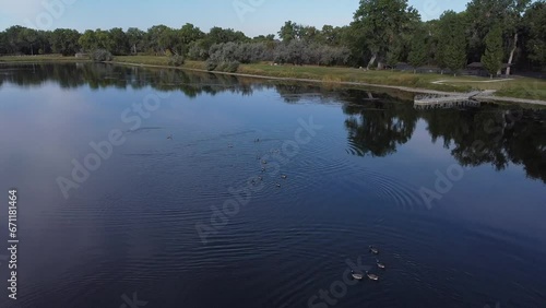 Aerial Footage of Pond in Montana, Summertime