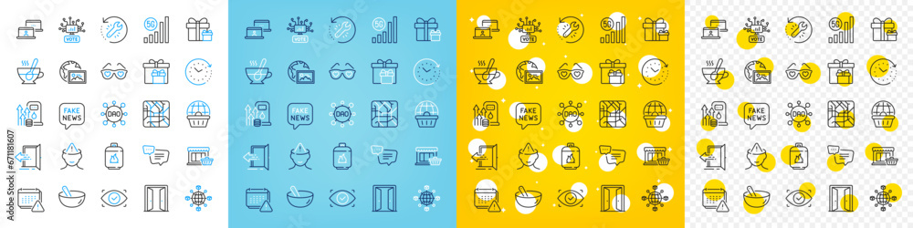 Vector icons set of Online shopping, Marketplace and Cooking mix line icons pack for web with Text message, Web photo, Logistics network outline icon. Metro map, Notification. Vector