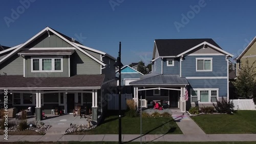 Aerial footage of suburb in Montana, summertime