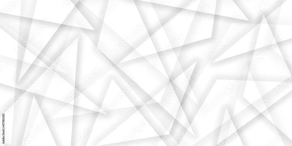 Abstract Minimal Geometric background with triangular bright light with soft shadows as pattern .White minimal line design.Abstract triangle lines shape modern white and grey geometric banner . Abstract Minimal Geometric background with triangular bright light with soft shadows as pattern .White minimal line design.Abstract triangle lines shape modern white and grey geometric banner .