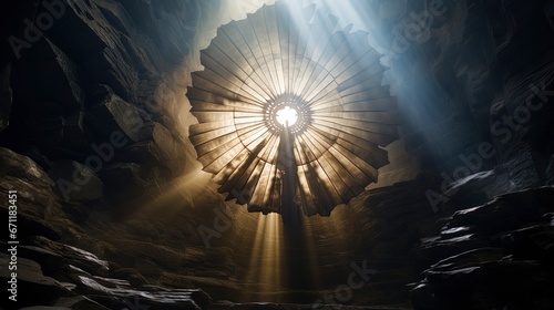 Underground cave, rays of l...