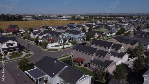 Aerial footage of suburb in Montana, summertime