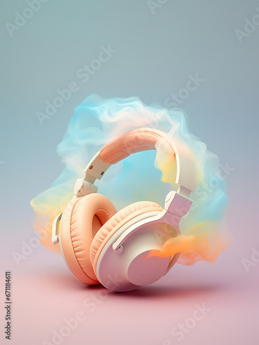 Headphones with colorful smoke