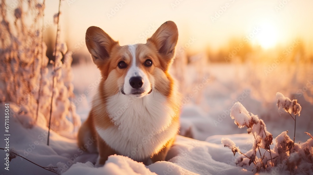 Corgi dog breed on a background of nature. Generation AI Corgi dog breed on a background of nature. Generation AI