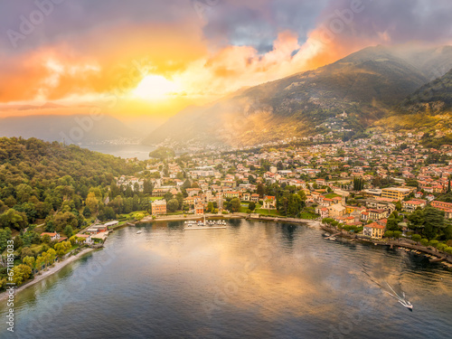 Landscape with Lenno village, Como lake region, Italy photo