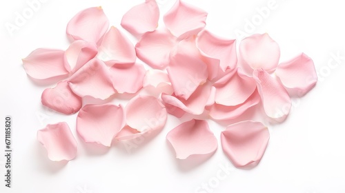 Delicate rose petals on a white background. Generation AI