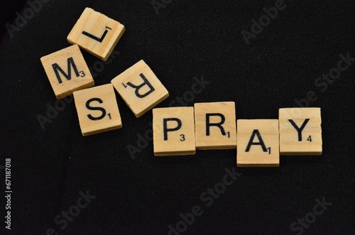 pray - word made by letter pieces