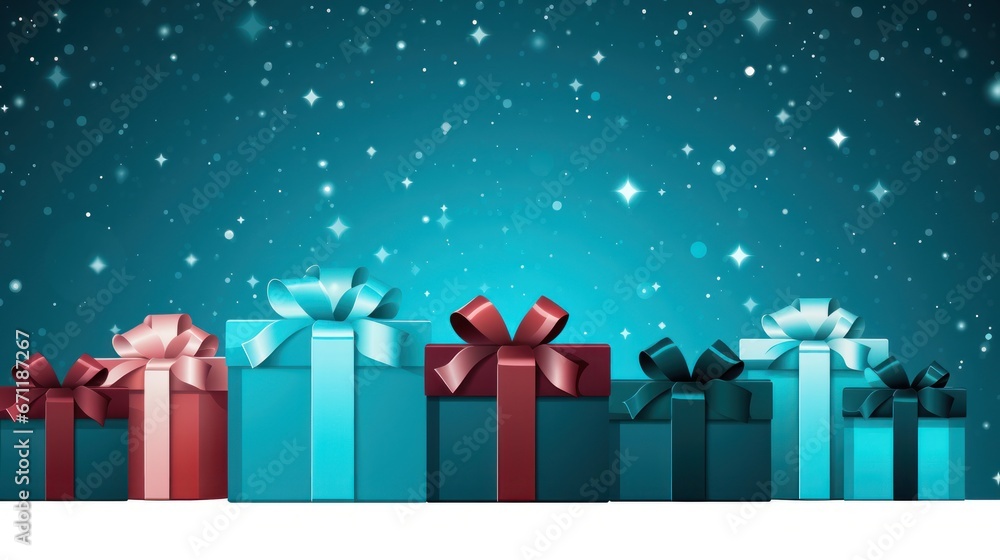 Fototapeta premium Christmas and Holiday Gifts Snow Winter Background stock illustration