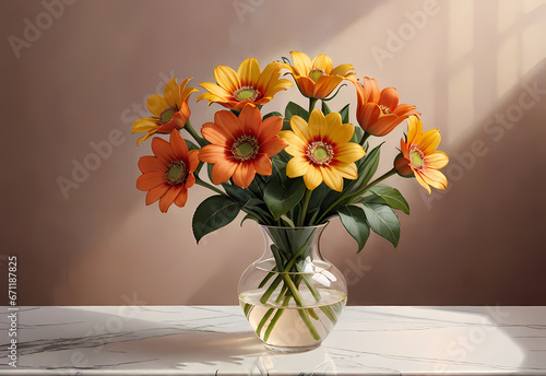 Wallpaper Mural Bouquets of flowers in a vase in a decorative space with a pastel background Torontodigital.ca