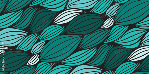 Aquamarine waves seamless pattern for fabric textile design, pillow or packaging. Vector illustration