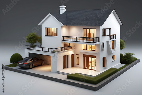 3d view of modern house on white background © UN