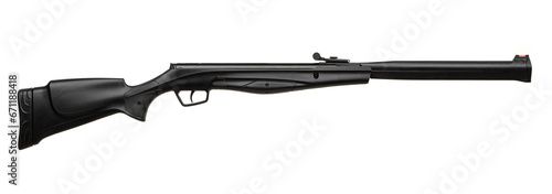 A modern air rifle with a futuristic design. Pneumatic weapons for sports and entertainment. Isolate on a white back photo