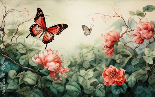 Butterfly Vintage Background with Classic Flair © Flowstudio