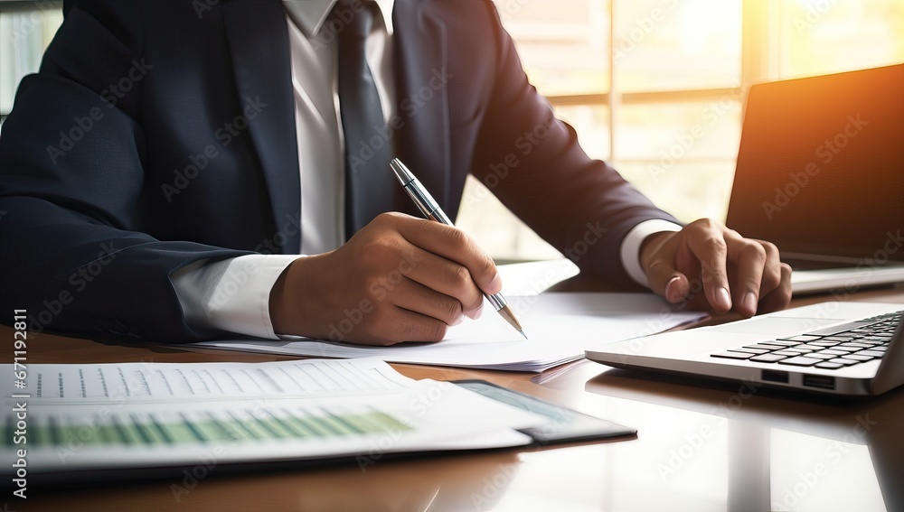 Businessman Analyzing Data at Desk Businessman Analyzing Data at Desk