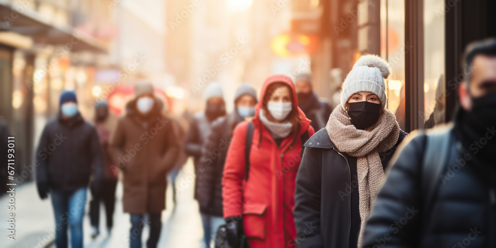 People Walking on a Busy Street Wearing Masks People Walking on a Busy Street Wearing Masks