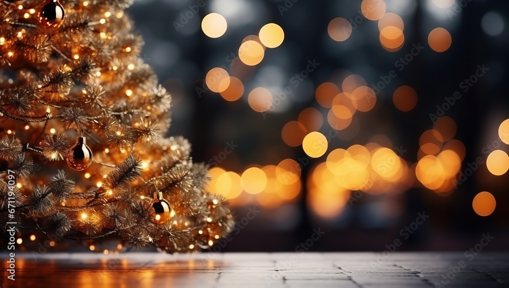 Christmas tree with bokeh background. Christmas and New Year concept Christmas tree with bokeh background. Christmas and New Year concept