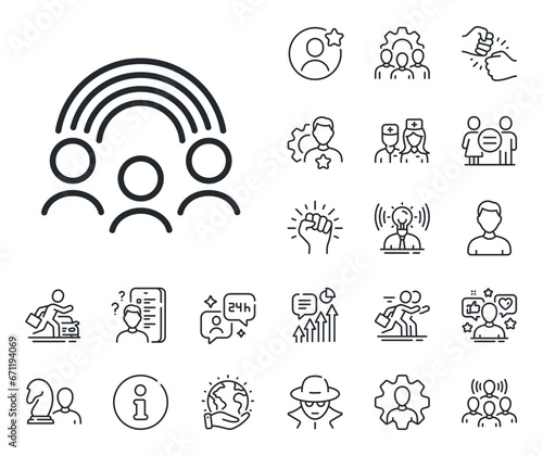 Equity culture sign. Specialist, doctor and job competition outline icons. Inclusion line icon. Gender diversity symbol. Inclusion line sign. Avatar placeholder, spy headshot icon. Vector