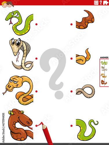 match halves of pictures with snakes educational activity