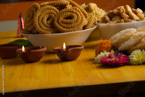 Diwali snacks Diwali faral Festival food items Festival snacks from Maharashtra photo