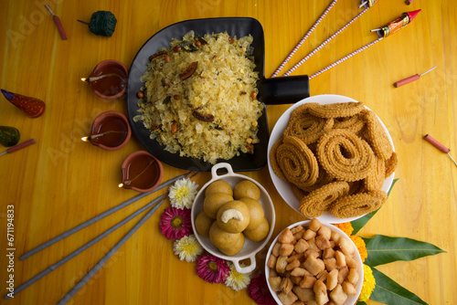 Diwali snacks Diwali faral Festival food items Festival snacks from Maharashtra photo