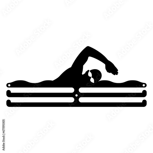 Medal holders swimming. Template for making a medal box. Template for laser cutting, wood carving. A place to store swimmer's awards. Vector illustration flat design. Isolated on white background.