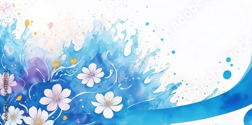 Flawers spash waves watercolor. AI generated illustration photo