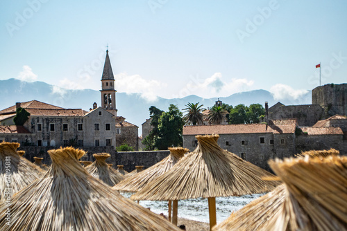 Budva, plaża, starówka, Czarnogóra, Montenegro, Europe