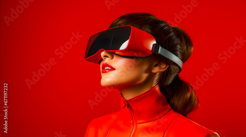 Woman wearing virtual reality headset © HillTract