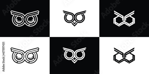 Owl logo design with eye owl creative concept Premium Vector
