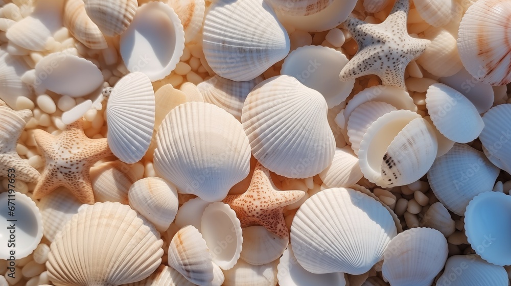Close-Up Colorful Seashells on Sunny Beach
