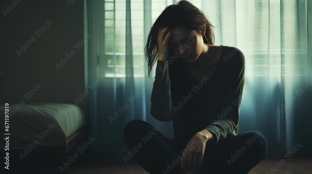 Lonely woman feeling depressed and stressed. Mental struggle with thoughts about suicide. Dark emotions and feelings from depression, anxiety, bipolar and Schizophrenia. Female in breakdown moment. Lonely woman feeling depressed and stressed. Mental struggle with thoughts about suicide. Dark emotions and feelings from depression, anxiety, bipolar and Schizophrenia. Female in breakdown moment.