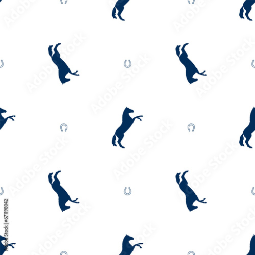Seamless vector pattern, silhouette of a horse standing on its hind legs