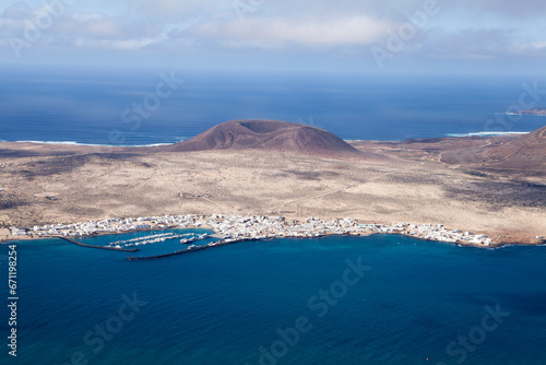 La Graciosa Island seen from the river viewpoint. Lanzarote. Canary Islands. Spain