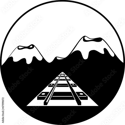 Railway tracks and mountains logo