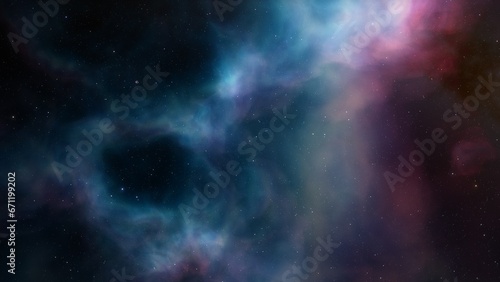 Deep space nebula with stars. Bright and vibrant Multicolor Starfield Infinite space outer space background with nebulas and stars. Star clusters, nebula outer space background 3d render 