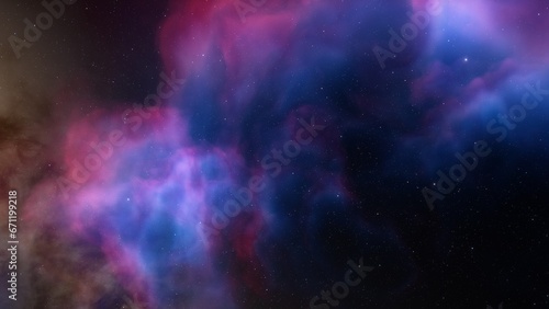 Fototapeta Naklejka Na Ścianę i Meble -  Deep space nebula with stars. Bright and vibrant Multicolor Starfield Infinite space outer space background with nebulas and stars. Star clusters, nebula outer space background 3d render
