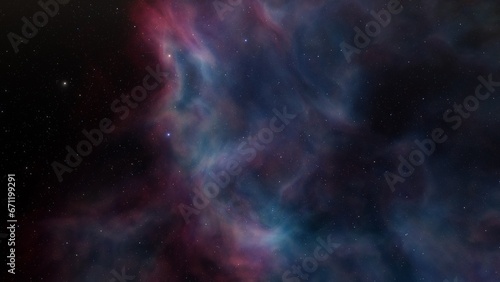 Deep space nebula with stars. Bright and vibrant Multicolor Starfield Infinite space outer space background with nebulas and stars. Star clusters, nebula outer space background 3d render 