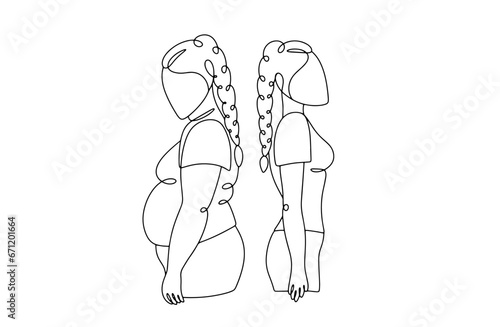 Woman. Weight. One line