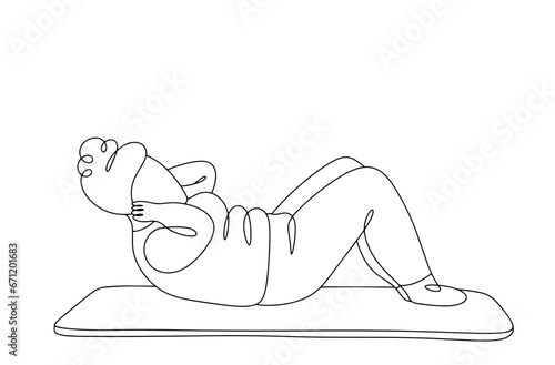 Woman. Losing weight. Sport. One line